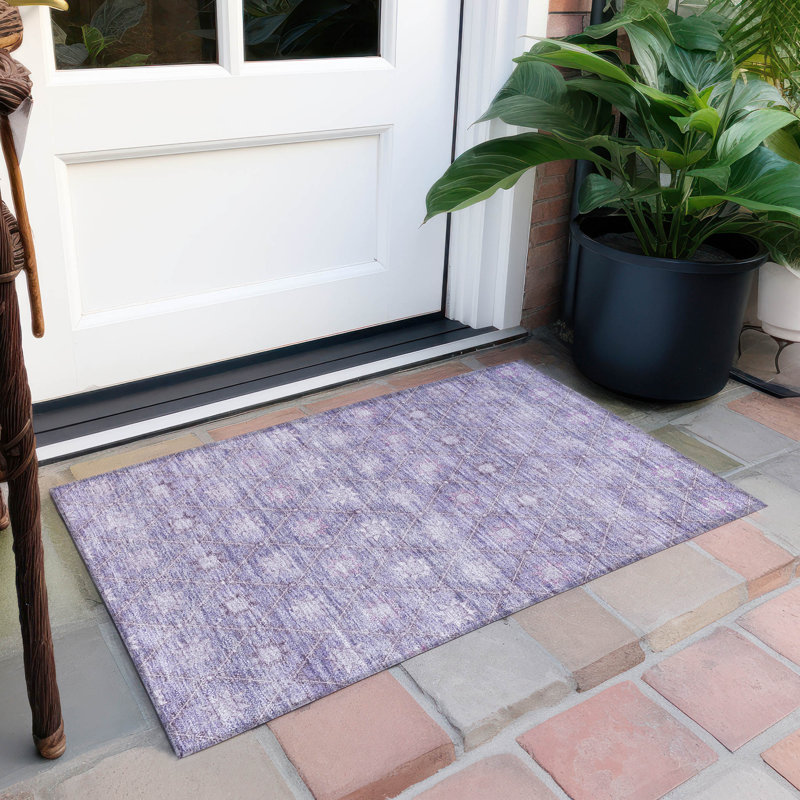 Machine Washable Indoor/Outdoor Xhevrie Purple Rug, Rectangle 1'8" x 2'6"