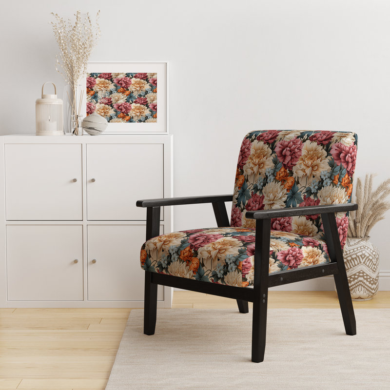 Fauteuil d'appoint rembourré style bohème et éclectique Renaissance Garden Botanical Motif II