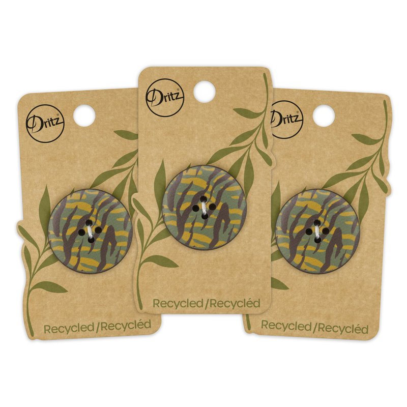 Bouton rond en cuir recyclé Dritz, 30 mm, imprimé multicolore, 3 boutons