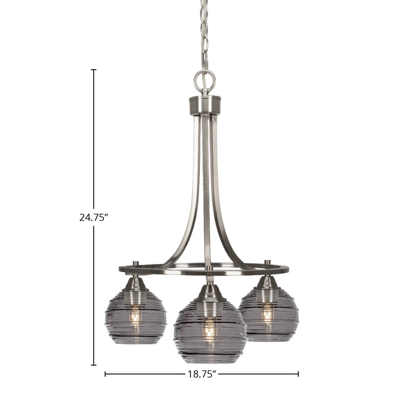 Lustre 3 lumières Ottavia Paramount, Nickel brossé, Brun