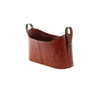 Porte-revues décoratif en forme de boîte incurvée à la main en forme de boîte avec poignées à boucle, 21 po x 9 po x 12 po