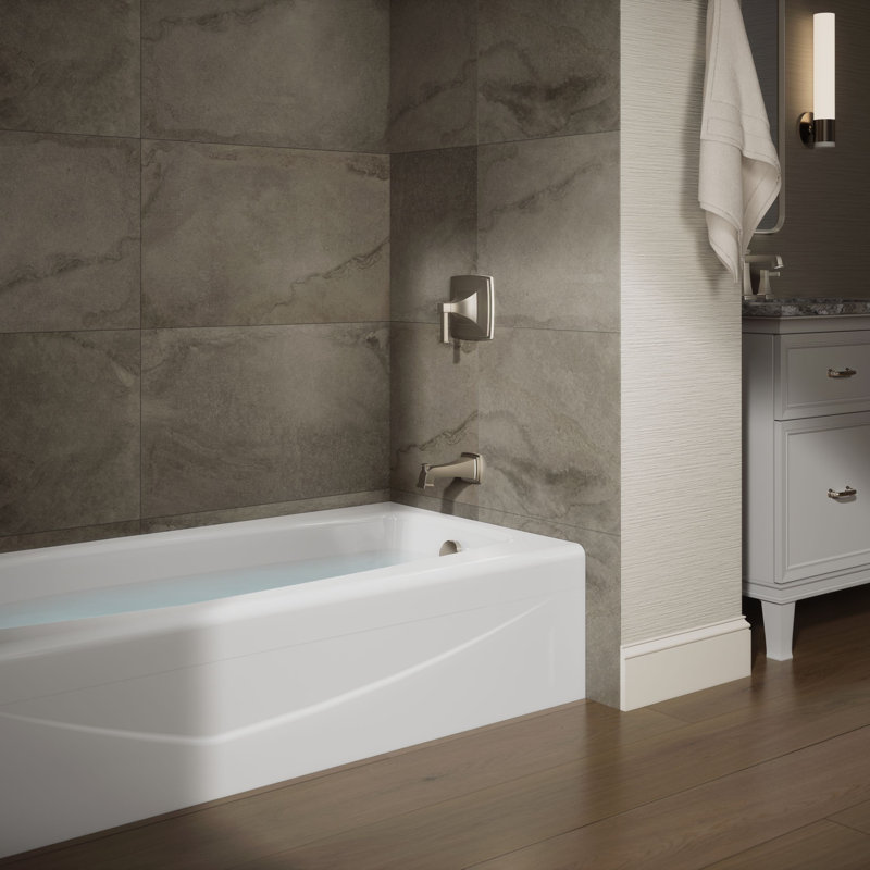 Villager 60" x 30" Alcove Soaking Cast Iron Bathtub, Right, White