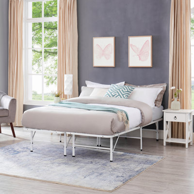  Muscoy 14" Foldable Metal Platform Bed Frame with Under-Bed Storage, Heavy Duty Folding Bed Frame, No Box Spring Needed