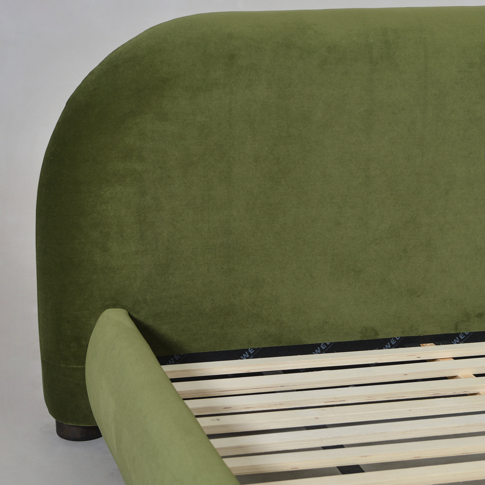 Tesso Velvet Upholstered Bed, King, Olive Green