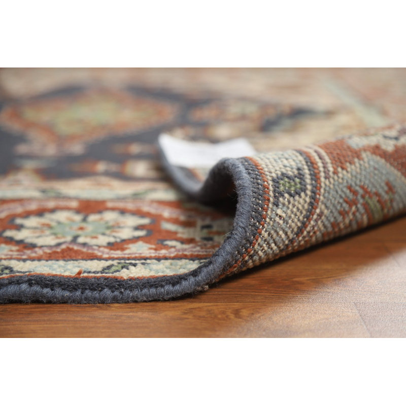 Tapis indien bleu à motif géométrique Viss 6 x 9