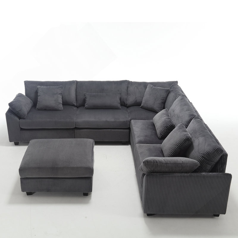 L shape Sofa Set Ottoman Sofa Gray