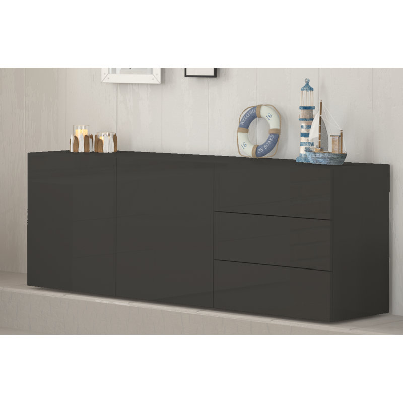 Cadiz 170cm Sideboard, Glossy Anthracite