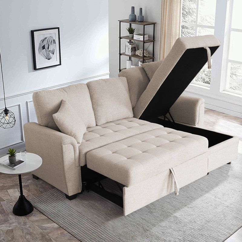 Crandell Upholstered 86.22 " Sofa Bed, Light Gray 100% Linen