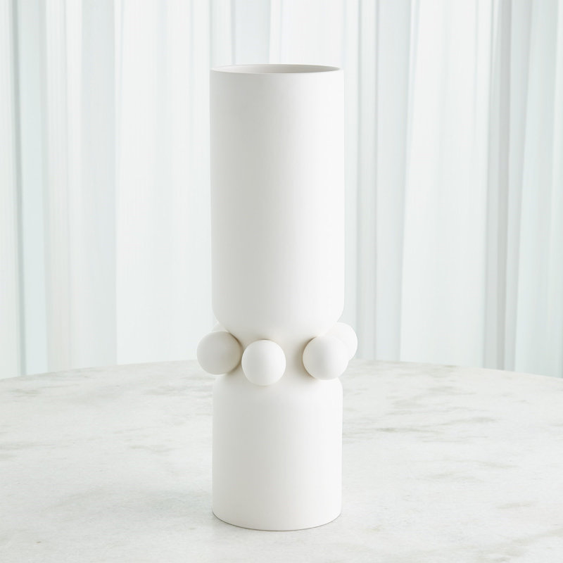 Hera Handmade Ceramic Table Vase, White, 20.75" H x 8" W x 8" D