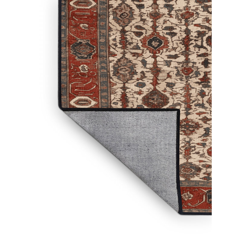 Machine Washable Persian Brown Area Rug, Rectangle 4' x 6'