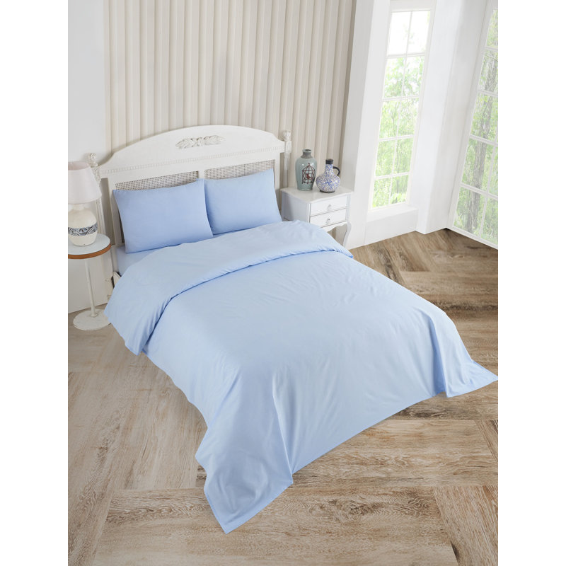 Solid Colour 4 Pieces Bed Sheet Set, Blue, Queen
