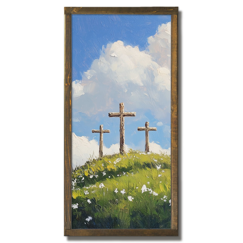 Cross Cross Trio, plaque de bois encadrée