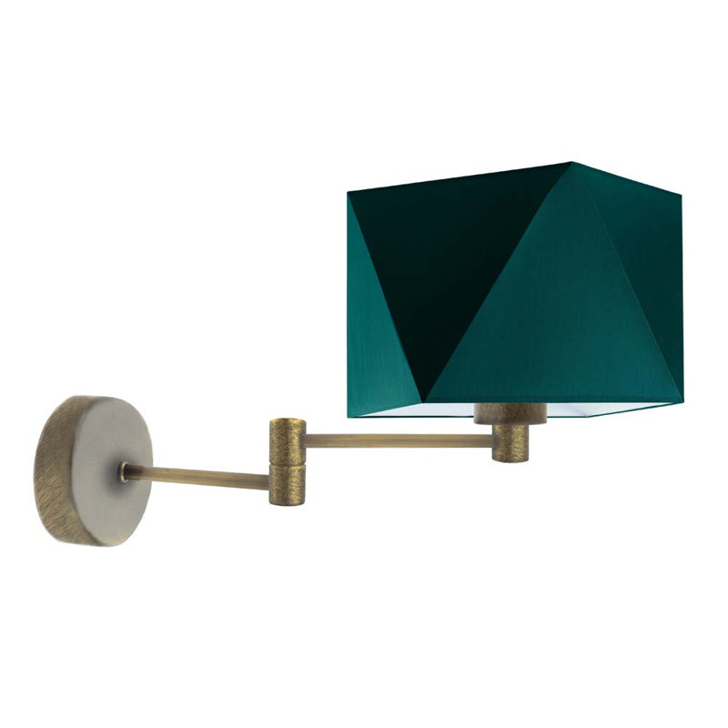 Ayannah Steel Armed Sconce, Antique Gold, Green