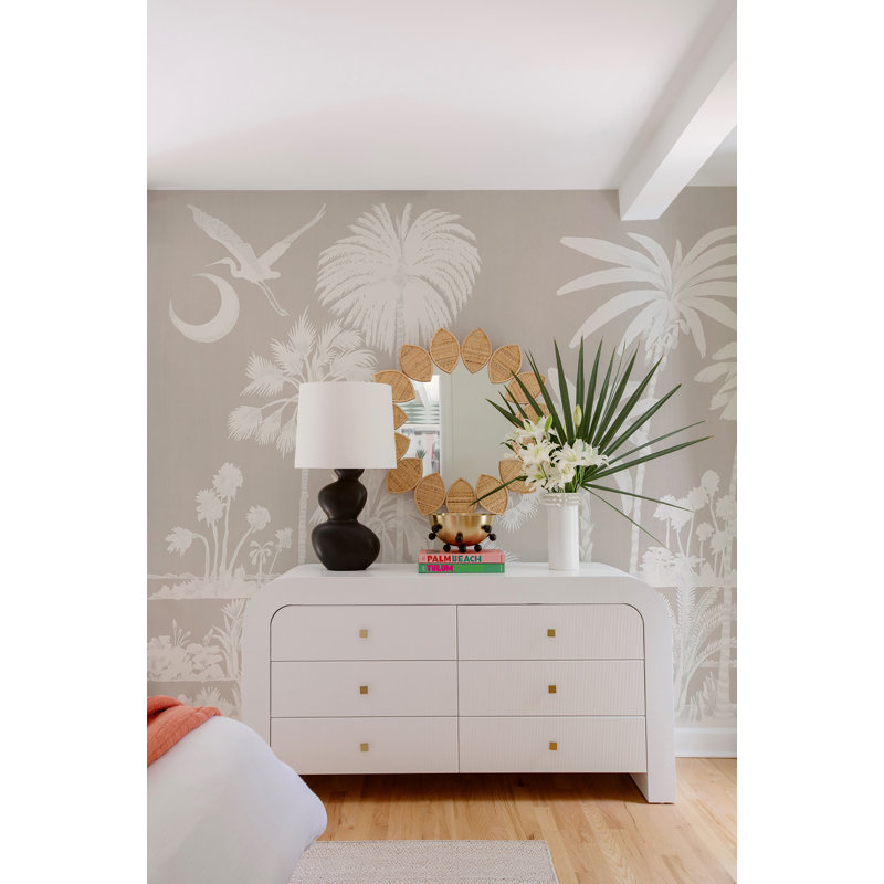 Charleston Marsh Breeze Mural by Megan Molten, Beige, Paper