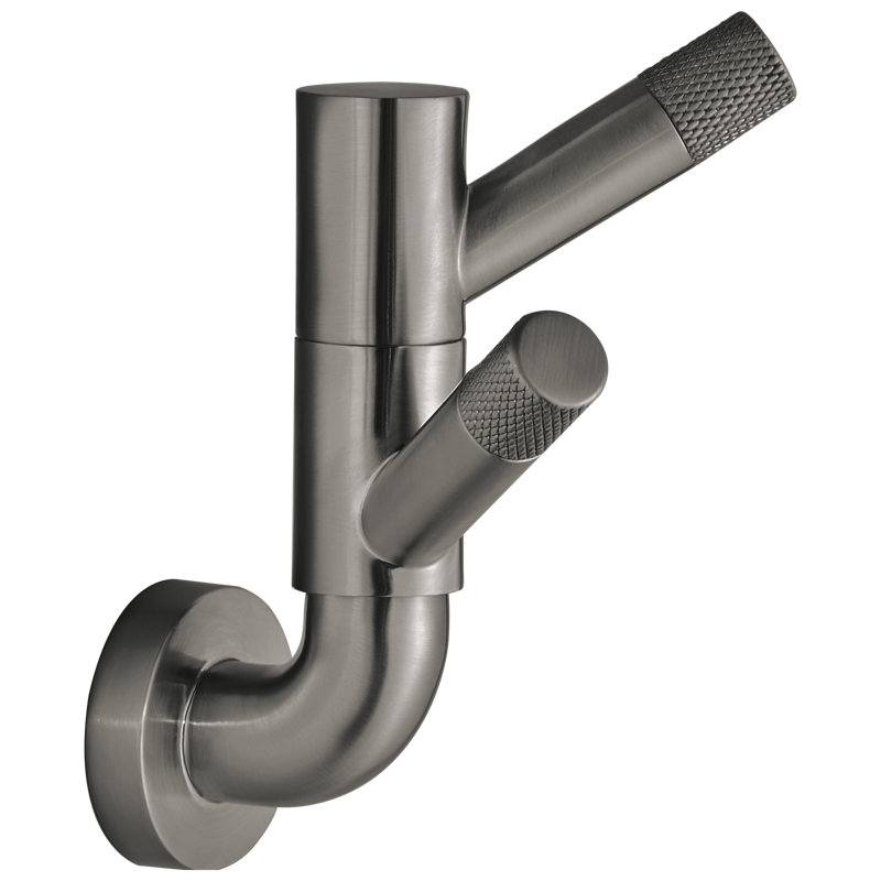 Litze® Rotating Double Robe Hook With Knurling, Luxe Steel