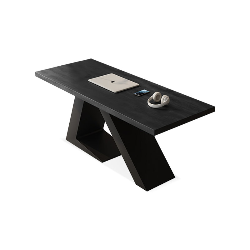 Bureaux rectangulaires en bois massif + fer, Noir, noir, noir, noir, H 29,53 po x l 59,06 po x P 27,56 po