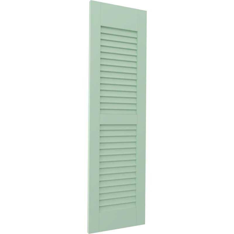 Americraft Two Equal Louver Shutters (Per Pair), 12", Seaglass, 66"