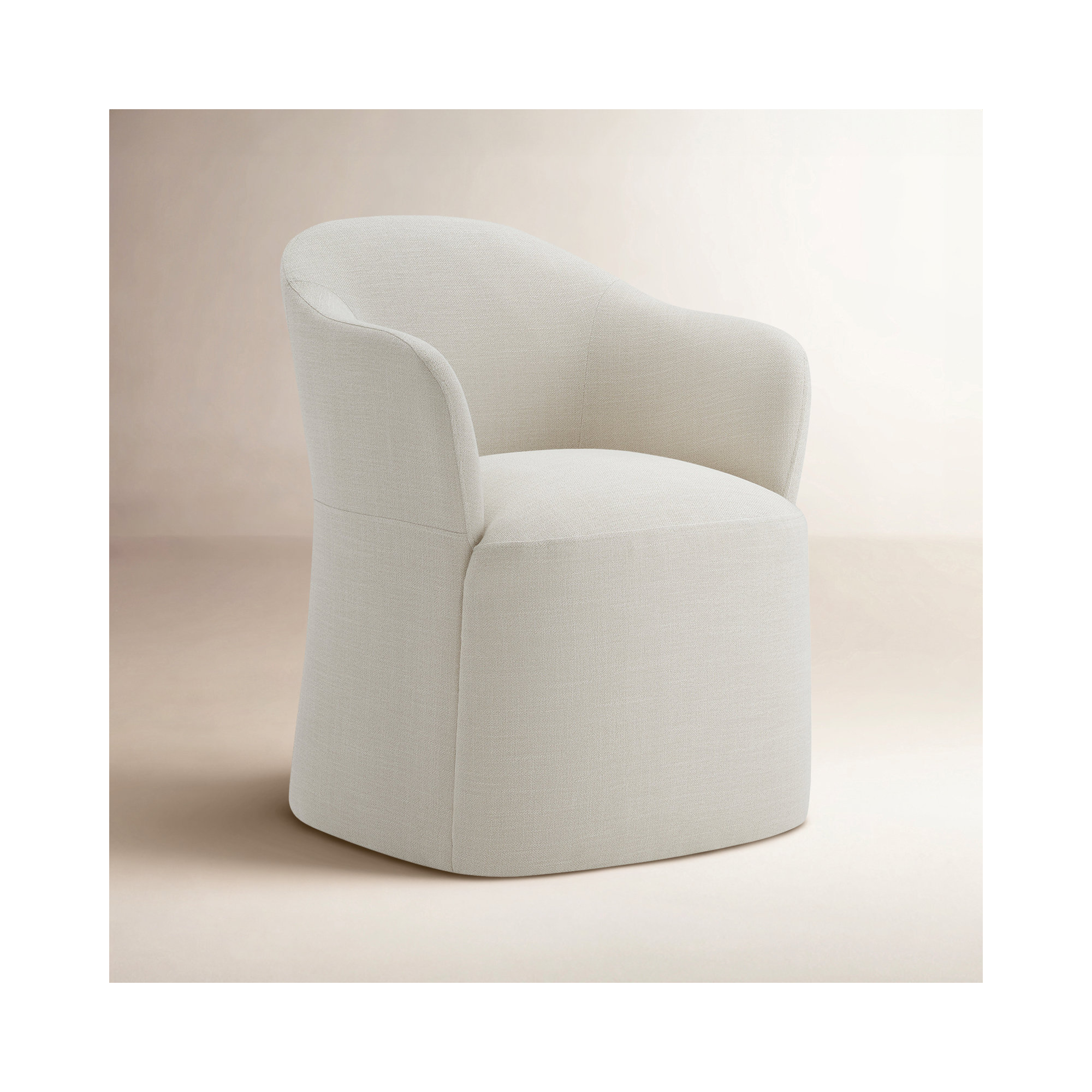 Janina Upholstered Back Arm Chair With Caster (set Of 2), Effie Linen Performance Linen