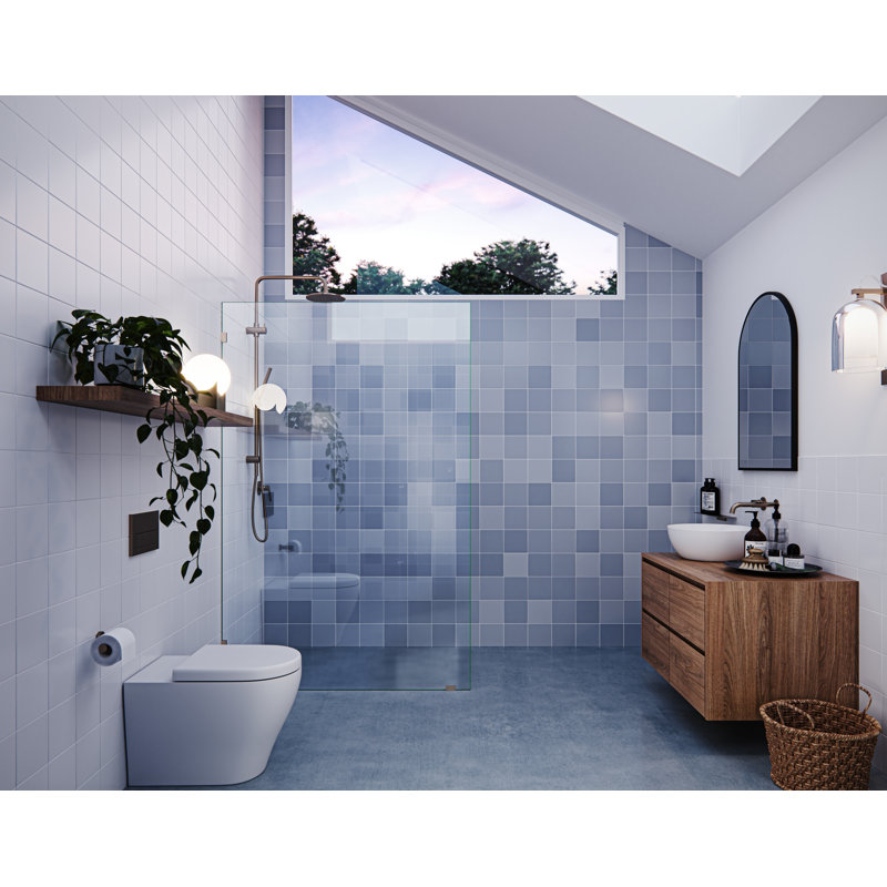 Vela 47 in. x 78 in. Fully Frameless Single Fixed Shower Panel, Brushed Bronze