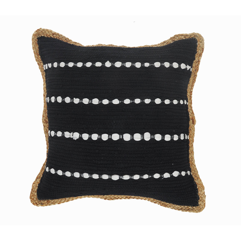 Coussin Baskin, Noir, 18 po x 18 po, Housse de coussin seulement - sans coussin