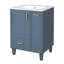 Meuble-lavabo 24 po avec lavabo, armoire de salle de bain avec tablette de porte, tiroir profond, panier coulissant à 2 niveaux, structure en bois massif et panneau de fibres à densité moyenne, un paquet, bleu gris-726827320