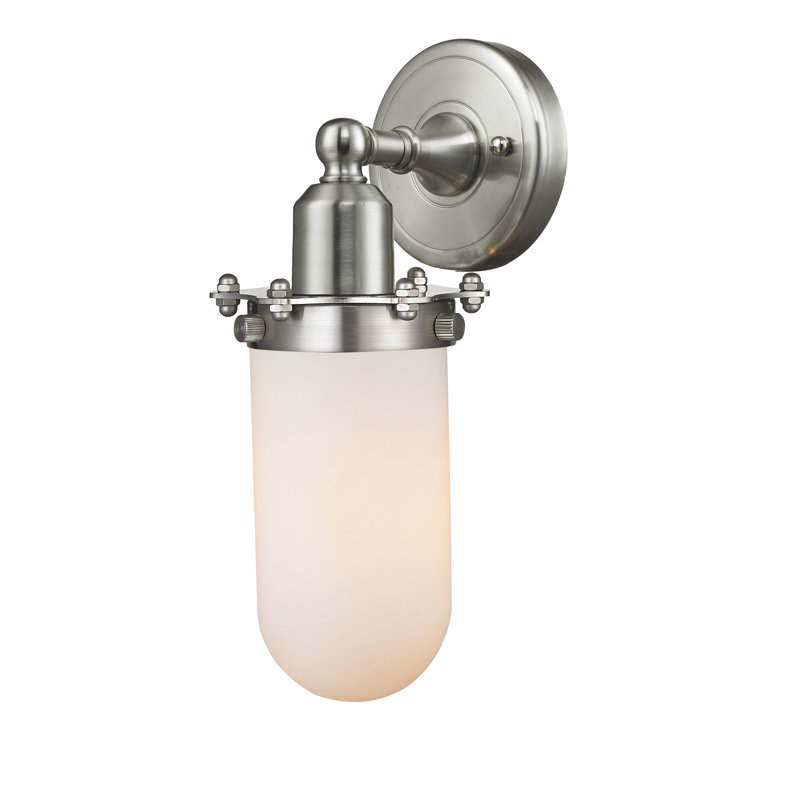 Mikell Armed Sconce, Matte White, Brushed Satin Nickel