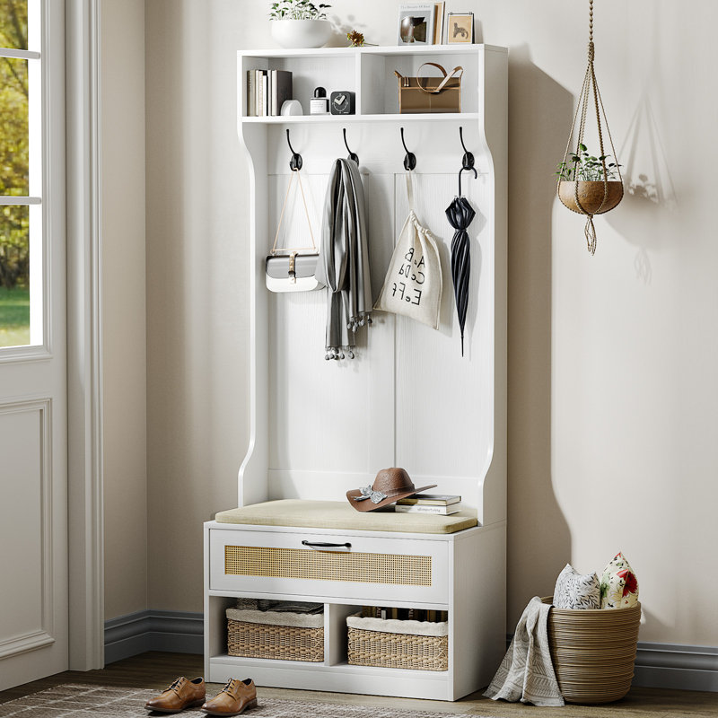 Audrianne 67"H hall tree with bench and shoe storage