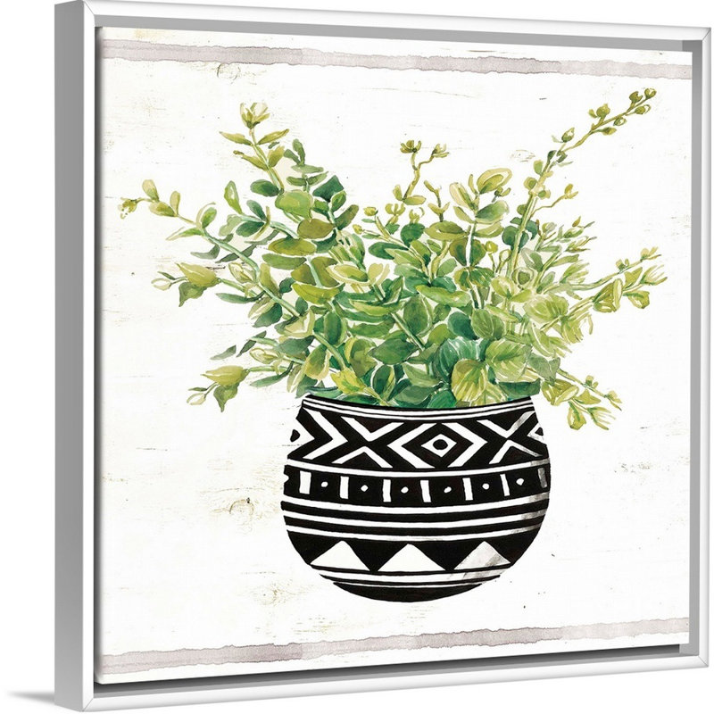 Art mural sur toile Succulent II en tissu boue noir et blanc, H 36 po x l 36 po x P 1,75 po, Toile avec cadre blanc