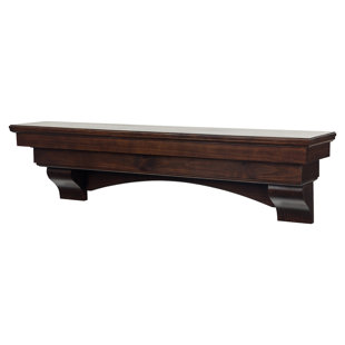 Rustic Floating Wood Fireplace Mantel Shelf with Arched Corbels - Pine Wood