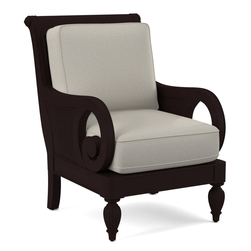 Grand View 71.12Cm Wide Armchair, Java Finish, White Performance Fabric; 0851-94