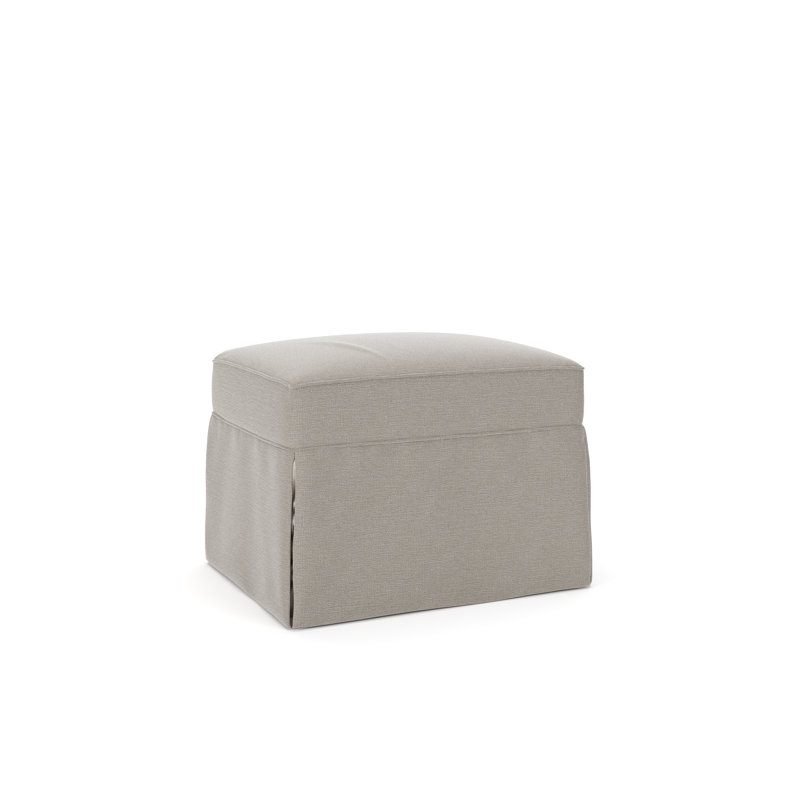 Amari 33" Rectangle Slipcovered Ottoman, Drusky Linen Sustain® Basketweave