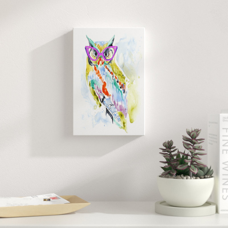 Smarty-Pants Owl by Jennifer Goldberger - Painting Print, Wrapped Canvas, 30cm H x 20cm W