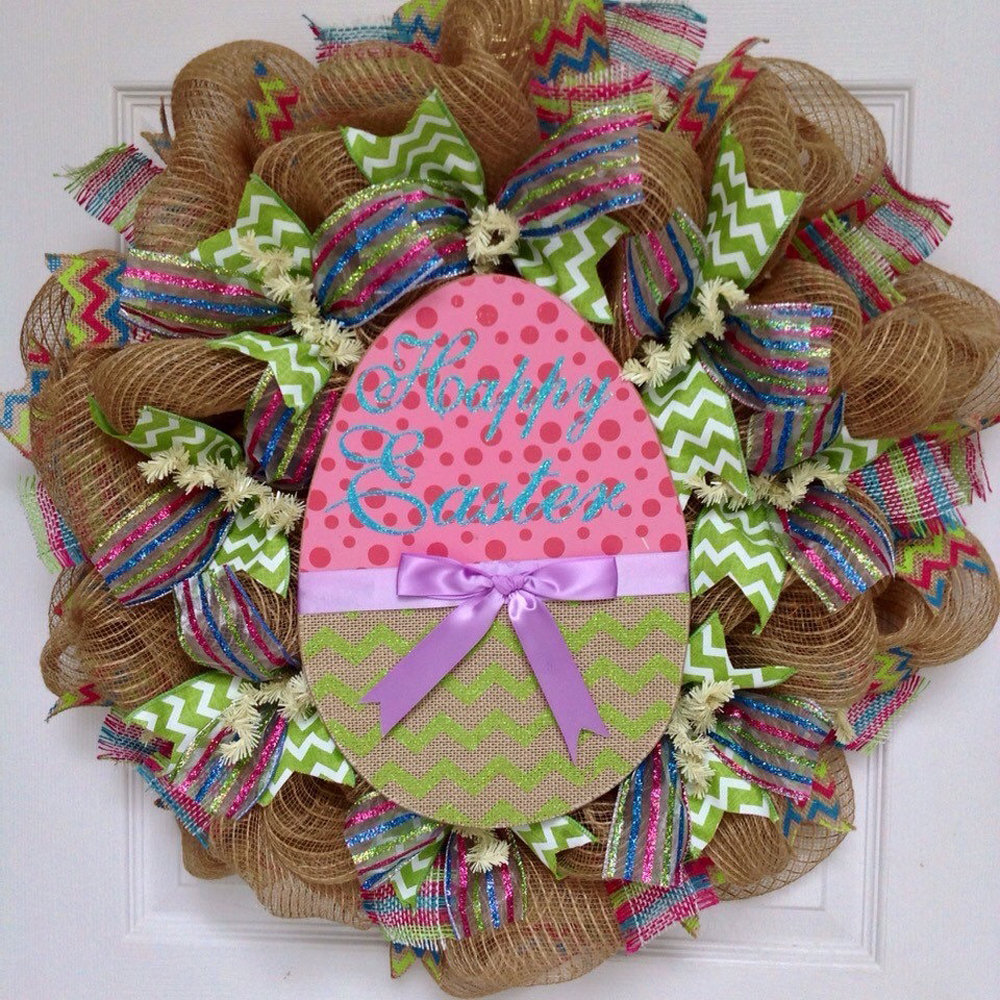 The Holiday Aisle® Easter Egg Wreath with bow Wayfair