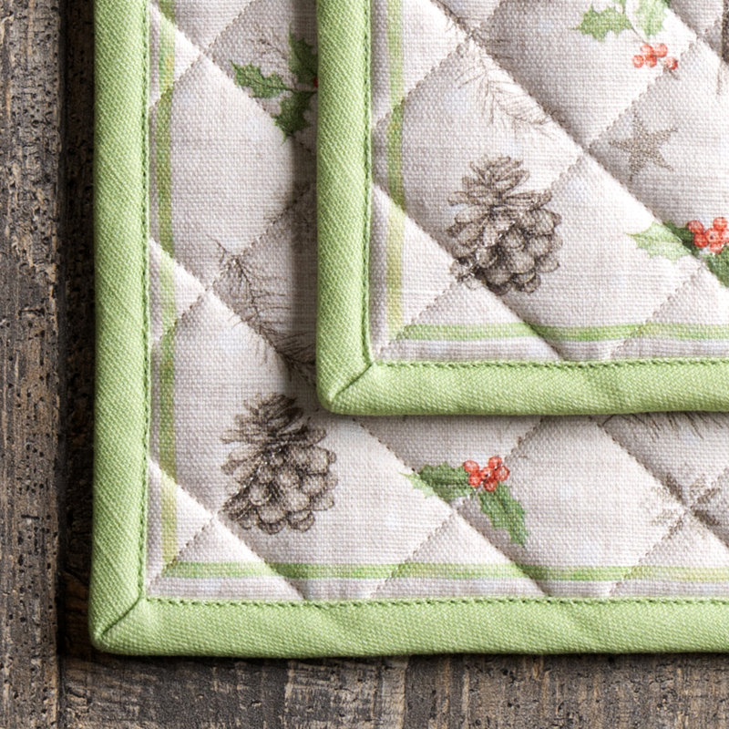 Ensemble de maniques Maison d'Hermine Christmas Dew 100 % coton - 20 x 20 cm