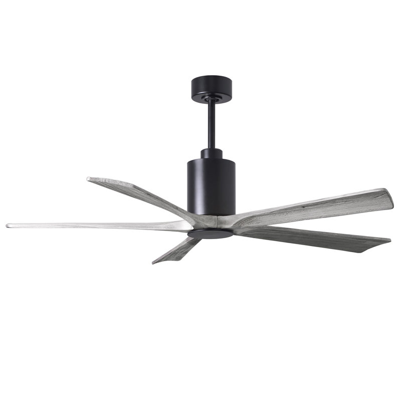 Patricia LED Downrod Ceiling Fan, Matte Black, Barn Wood Tone