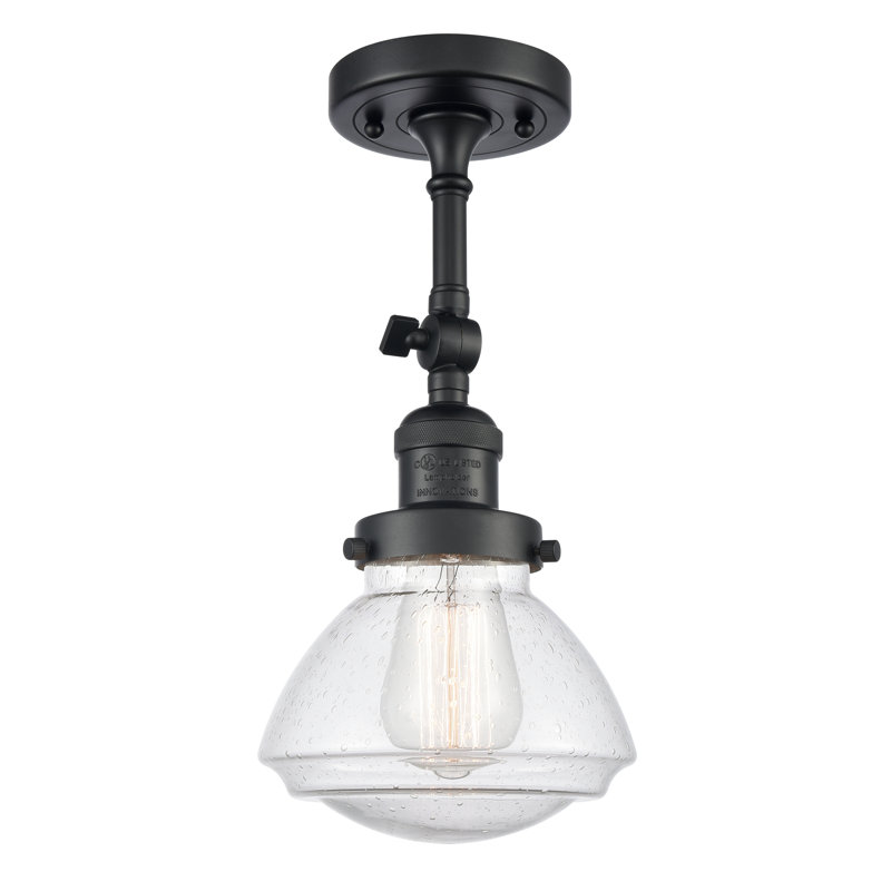 Plafonnier semi-encastré 1 lumière 6,75 po Chesterville, Ampoule non incluse, Grainé, Noir mat
