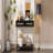 Retro Entryway Console Table With Two Drawers - Striking Geometric Design Hallway-984398053