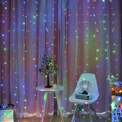 LED Curtain String Lights Warm White & Multicolor