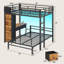 Lit superposé avec bureau, lit superposé double au-dessus de double avec 5 tiroirs de rangement et station de charge, brun rustique-1362854355-1580449195