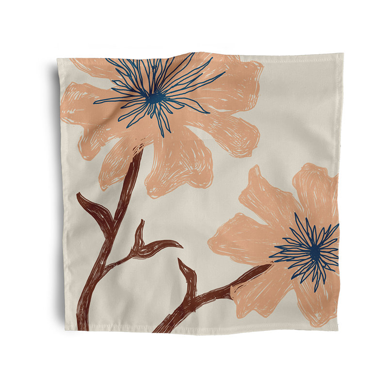 Claudett Polyester Floral Square Napkin, Peach