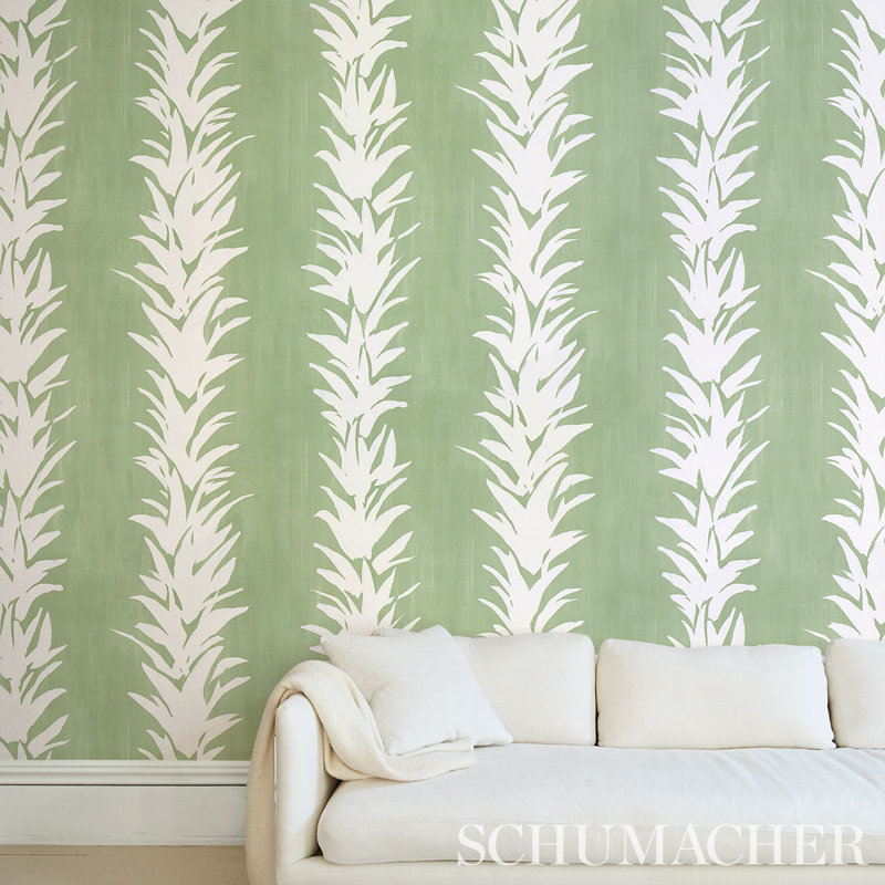 Schumacher x Backdrop White Lotus Wallpaper, Soft Green, Paper