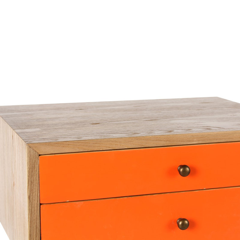 45.7cm W Solid Wood Bedside Table, Orange