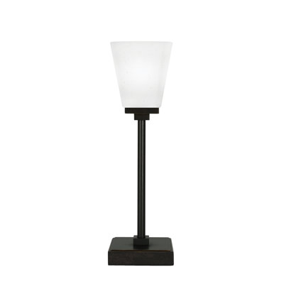 Lampe d'appoint Luna présentée en finition granit foncé avec verre carré blanc en mousseline de 4,5 po