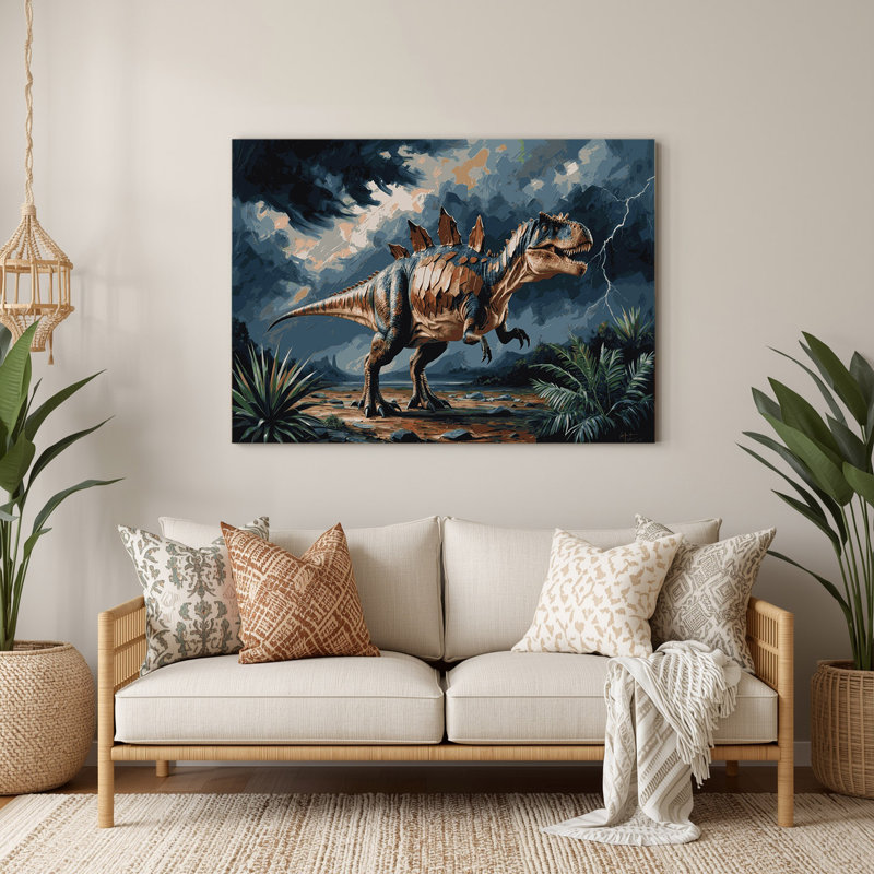 «Dinosaur Kentrosaurus», art mural en métal gris, H 11 po x l 14 po