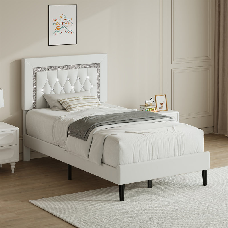 Upholstered Bed, 90x190, White