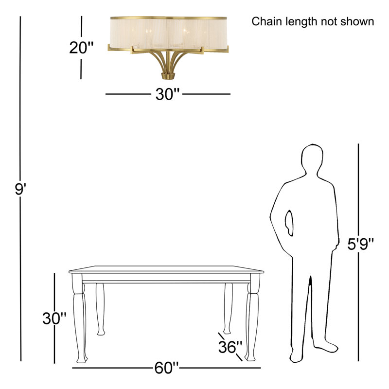  Wynwood 5-Light Chandelier in Warm Brass, 5 Lights, 17.5" H x 24" W x 24" D