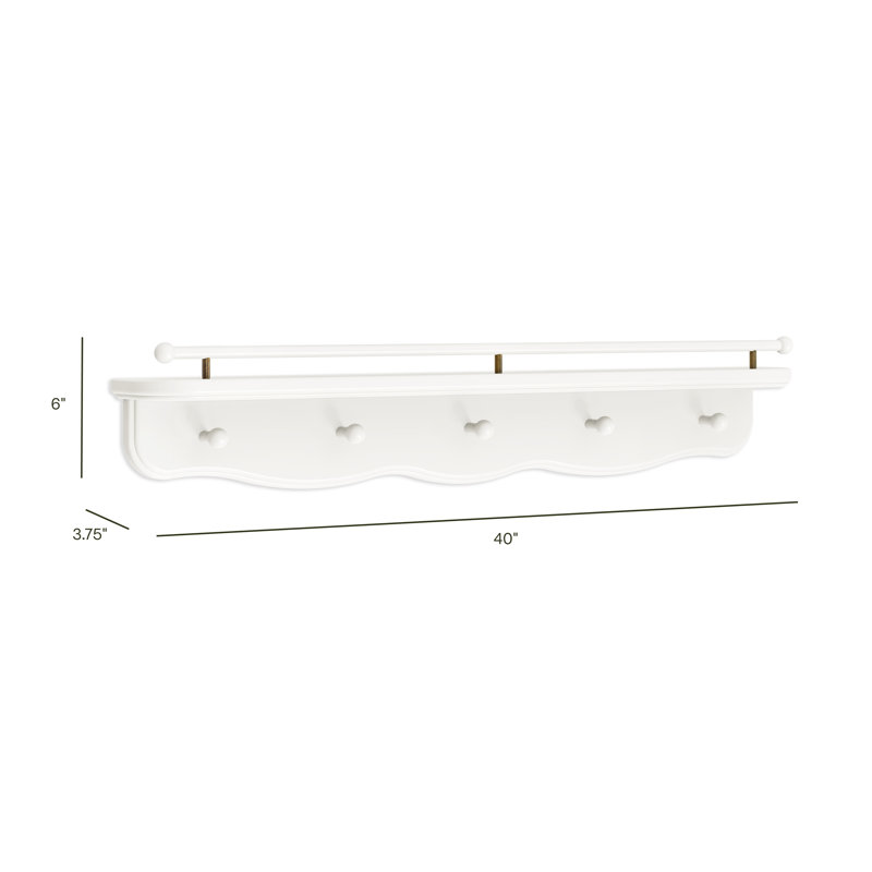 Tablette murale 31 "avec crochets Liberty, Blanc chaud