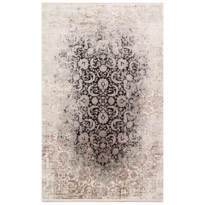 Tapis luxueux en viscose et acrylique, 6,6 x 9,5 pieds | 100% tissé à la machine, hauteur de poils de 0,2 pouce, 2 200 grammes / m² | Idéal pour le salon et la chambre à coucher, facile à nettoyer avec l'aspirateur et le détachant, conception élégante