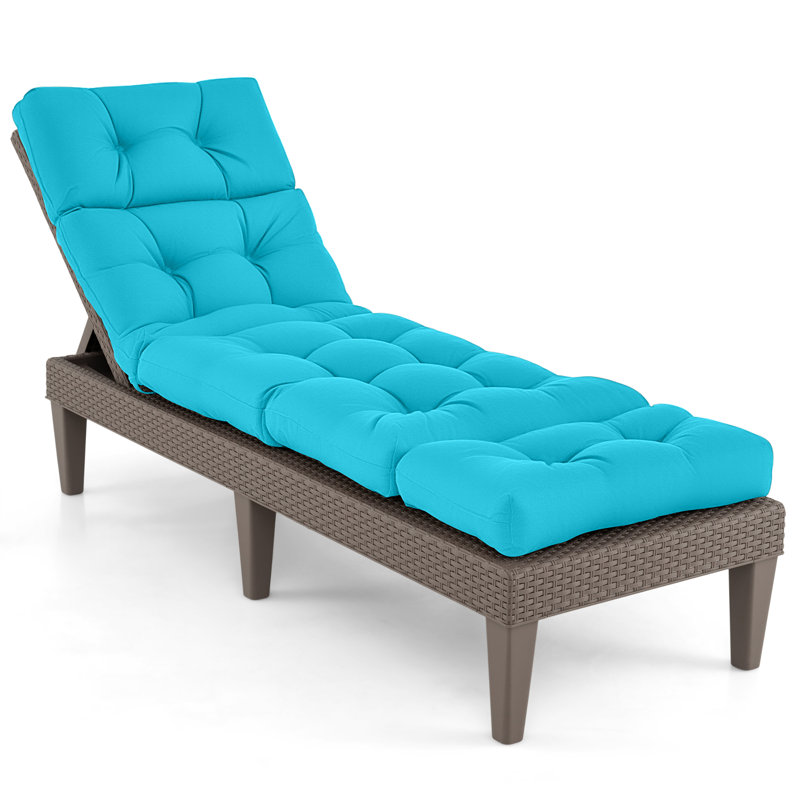 73'' Lounge Chaise Cushion Padded Recliner Cushion Indoor Outdoor, 1, Teal