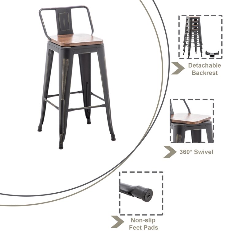 Saleh Bar & Counter Stool Williston Forge Color: Rusty, Seat Height: Counter Stool (24” Seat Height)